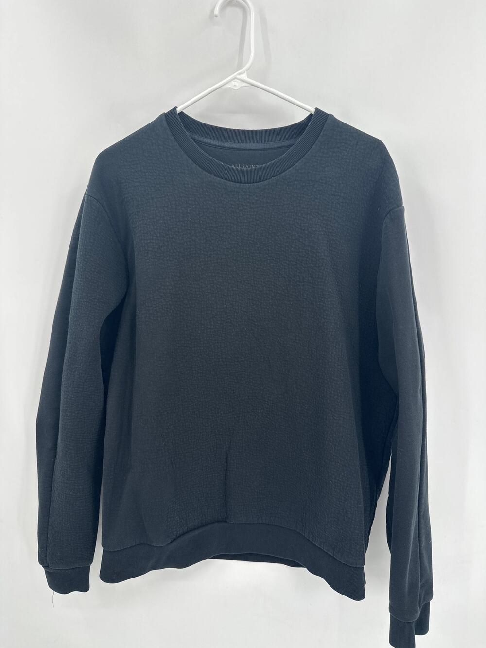 ALLSAINTS Black textured Crew Neck Sweatshirt Size Medium